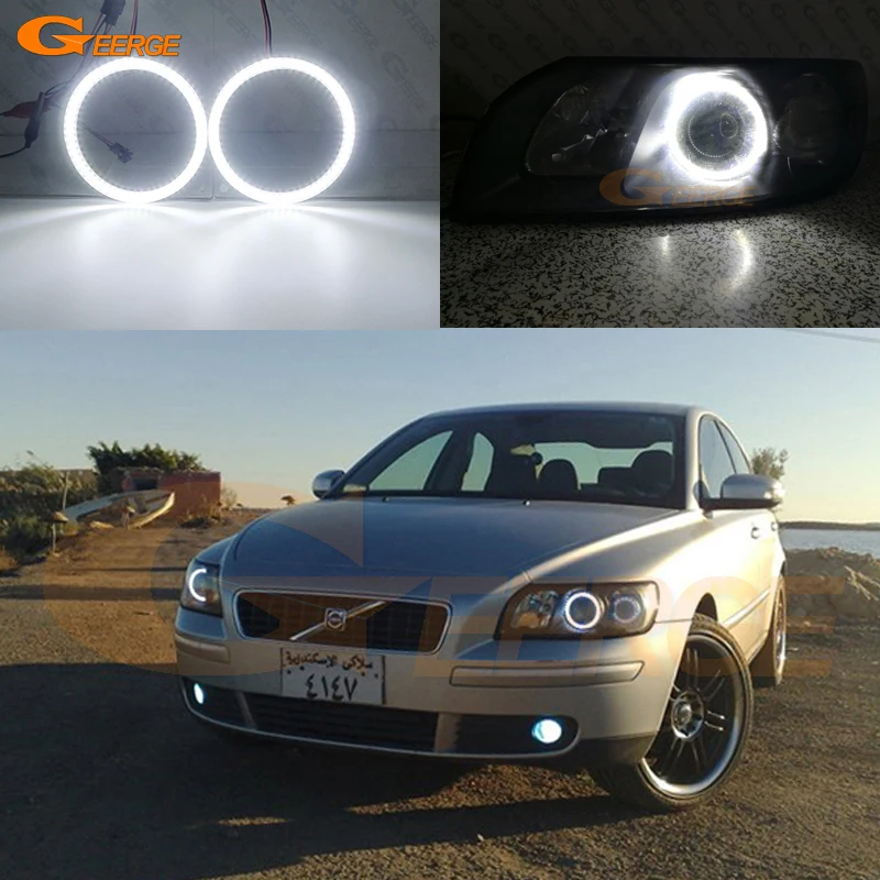 Фото Для Volvo S40 II V50 2004 2005 2006 2007 2008 2009 2010 2011 2012 ультра яркий SMD светодиодный комплект колец ангельские глазки Halo автомобильные аксессуары №2