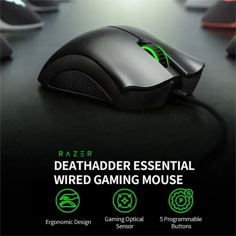 Проводная игровая мышь Razer DeathAdder мышка 6400 точек/дюйм оптический сенсор 5 кнопок