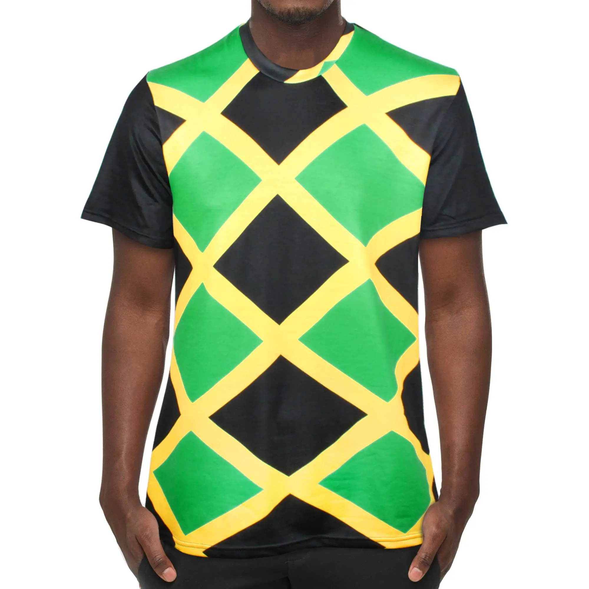 

Mens Loose Fit Short-sleeve T-shirt Jamaica Flag Caribbean Rasta Reggae
