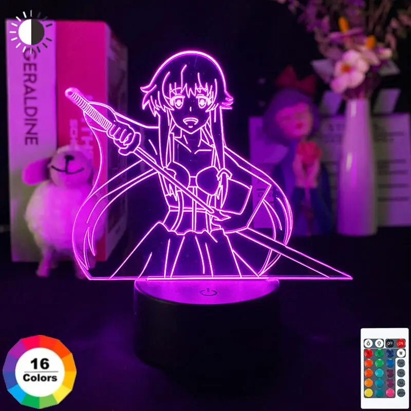 

Anime LED Lamp Future Diary Gasai Yuno Figure 3d Night Lamp for Hoom Child Bedroom Decor Night Light Christmas Birthday Gift