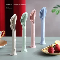 wheat straw three in one portable knife fork spoon family plastic western tableware set
