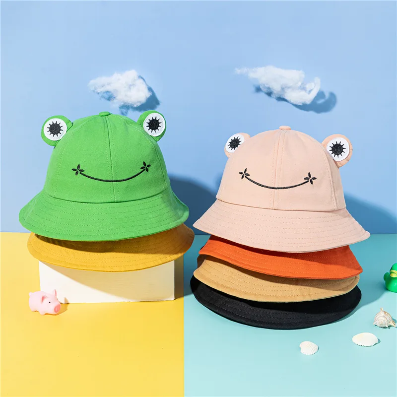

Kids Hats Child-Parents Frog Bucket Hat For Women Summer Autumn Plain Female Panama Outdoor Beach Fishing Sunscreen Woman Caps