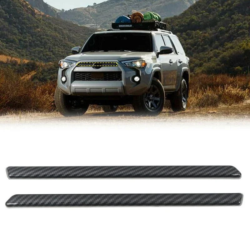 

2PCS Car Front Center Grille Molding Cover Trim For Toyota 4Runner 2020 2021 ABS Plastic Carbon Fiber Central Grille Insert