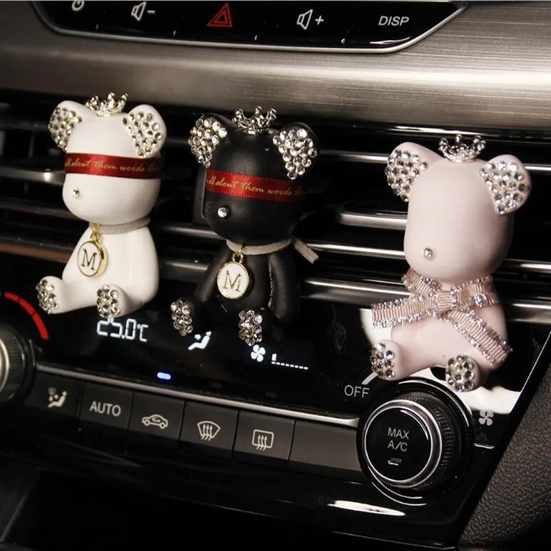 

Новый подарок для автомобиля, Алмазный пластырь с мультяшным медведем, ароматизатор для кондиционирования воздуха, зажим для духов, автомо...