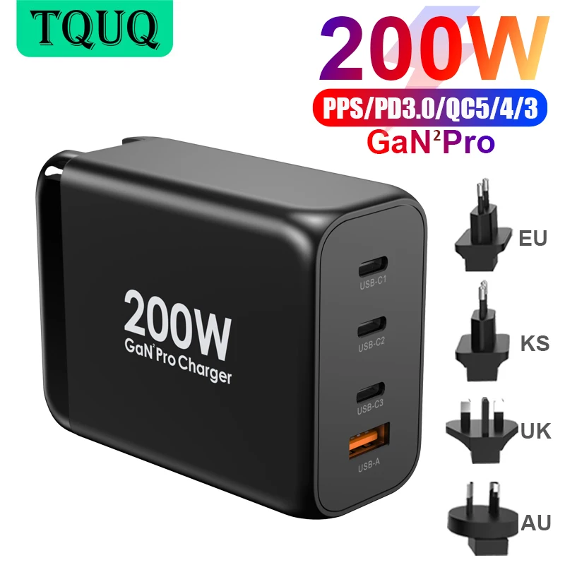 200w wall charger gan tech 100w usb c pd3 0 pps and 60w usb a qc4 0 fast charging for macbook lenovo samsung s20 note 10 phone free global shipping