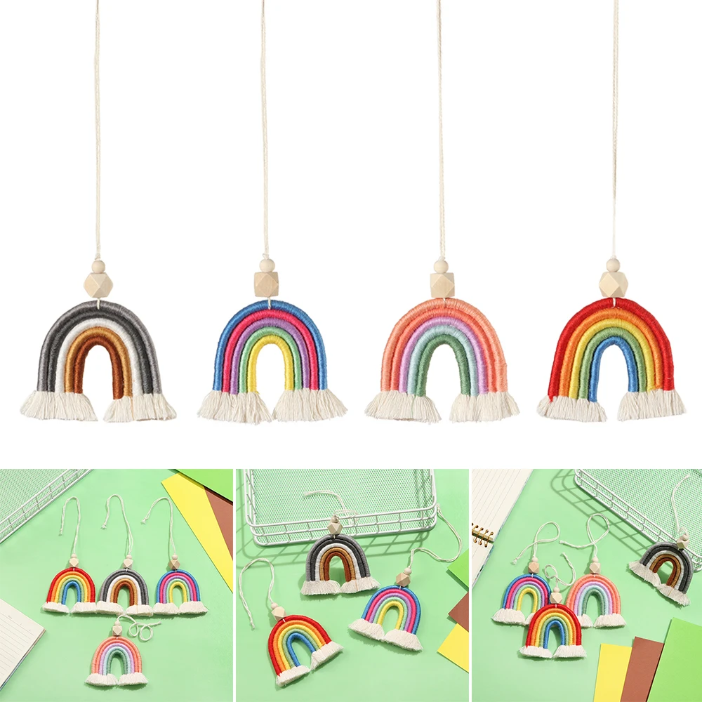 

Weaving Handmade Boho Rainbow Keychains Car Hanging Bag Charm Home Decor