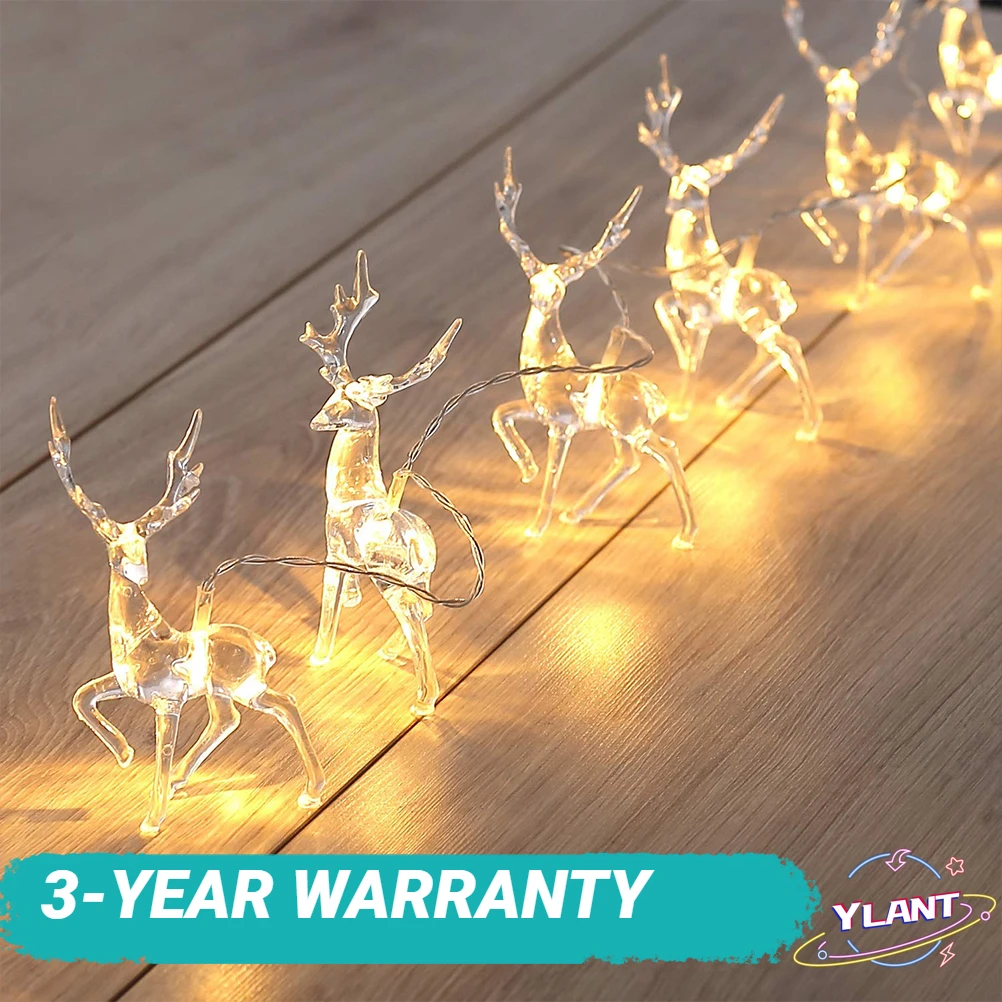 

YLANTDeer LED String Light 10LED Battery Operated Reindeer Indoor Decoration For Home Christmas String Lights Outdoor Xmas Party