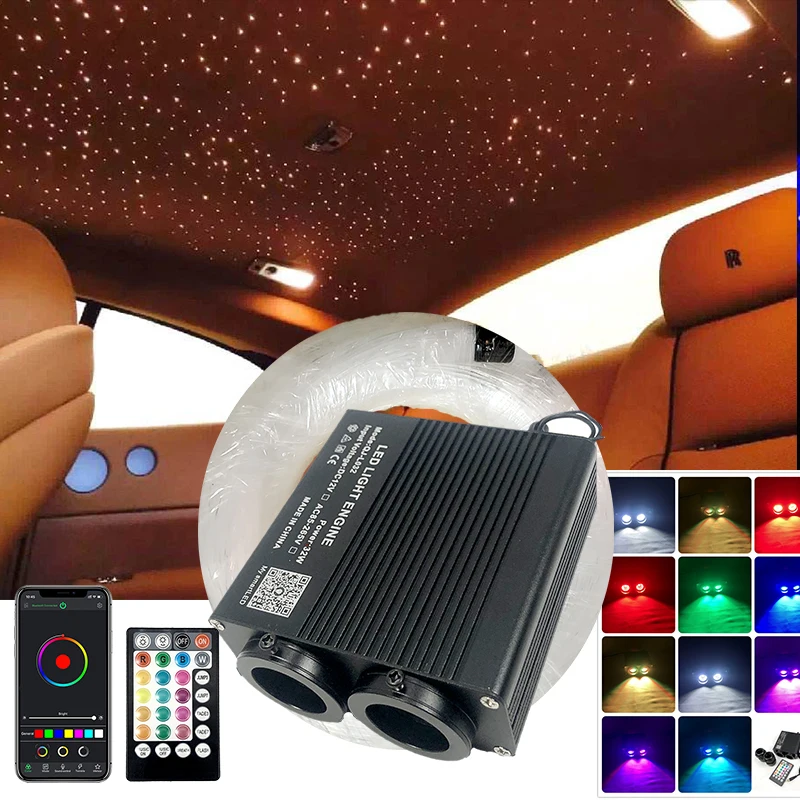 new optic fiber lights double heads car smart app led engine rf control cable starry effect ceiling rgbw phone wapp room new free global shipping