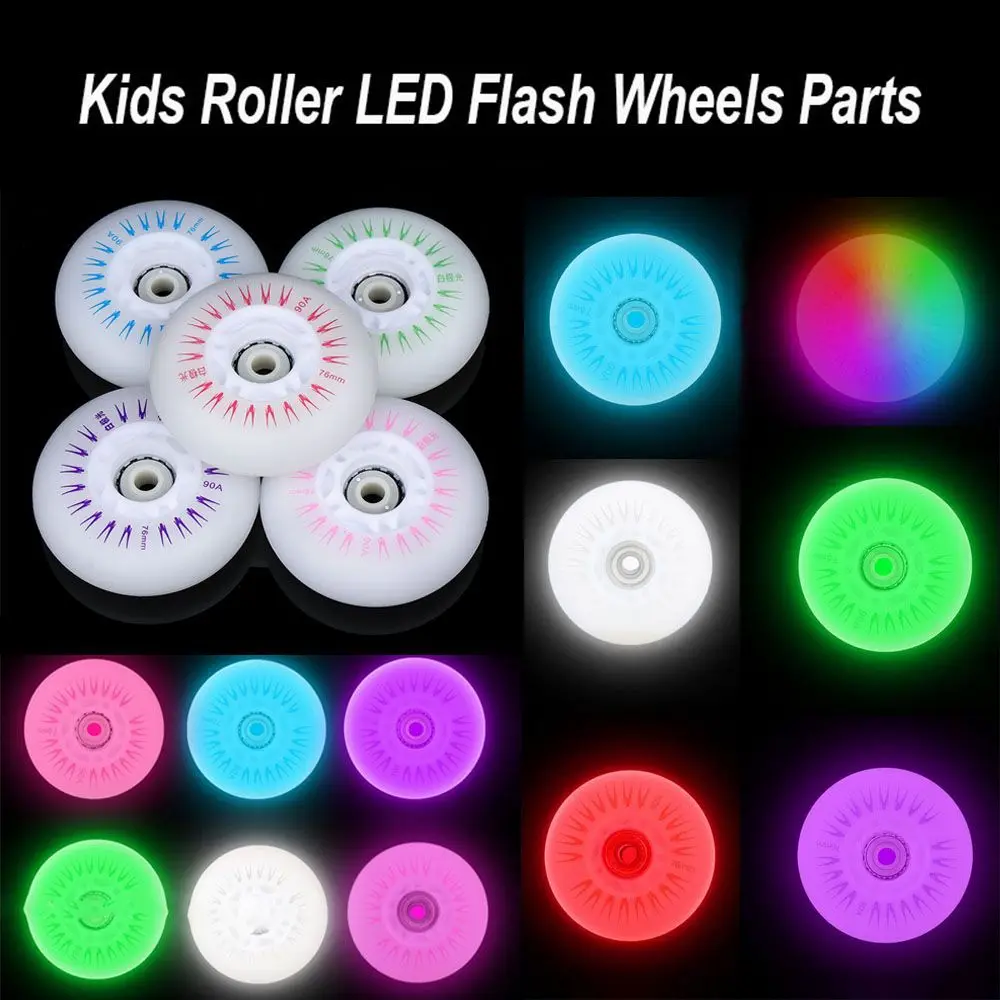 

4pcs LED 70mm 68mm 64mm 60mm 62mm 90A Outdoor Inline Skates 80mm 76mm 72mm Roller Wheels Parts Flash Wheel