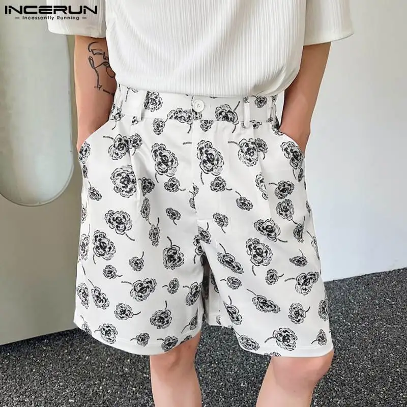 

INCERUN 2023 Korean Style New Men's Shorts Floral Printed Loose Shorts Casual Streetwear Male Comfortable All-match Shorts S-5XL