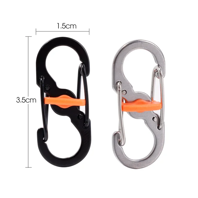 10Pcs Outdoor Camping Carabiner 8 Shaped S Buckle with Lock Mini Keychain Hook Anti-Theft Backpack Buckle Key-Lock Tool 6