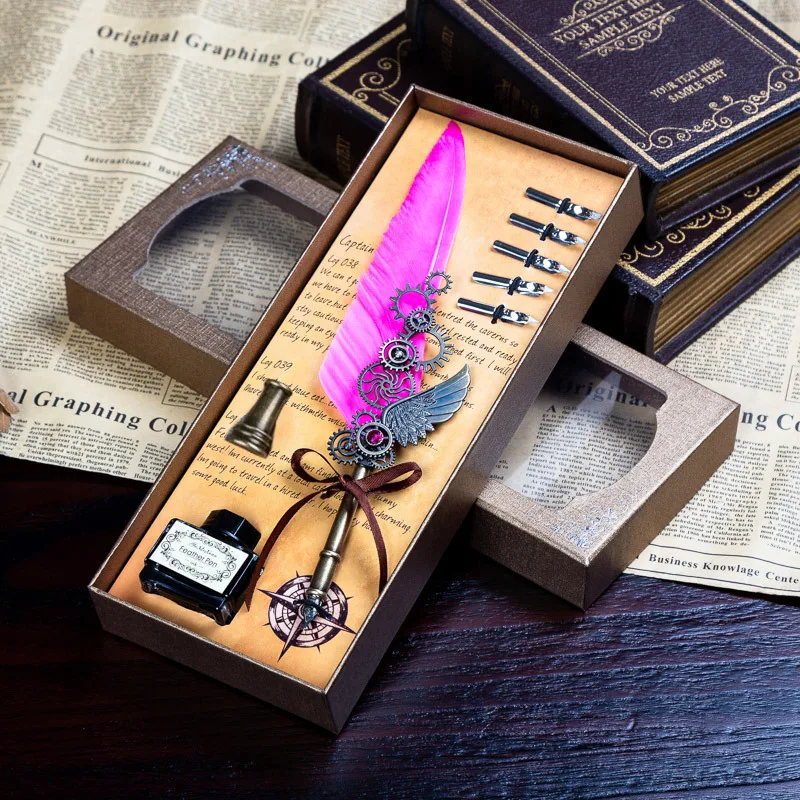 Ceny English Calligrap Feather Pen Set Vintage Advertising Gift Ink Pen Dip Water Metal Fountain Pen Set Birthday Gift Box 5 Nibs Ceny English Calligrap Feather Pen Set Vintage Advertising Gift Ink Pen Dip Water Metal Fountain Pen Set Birthday Gift Box 5 Nibs