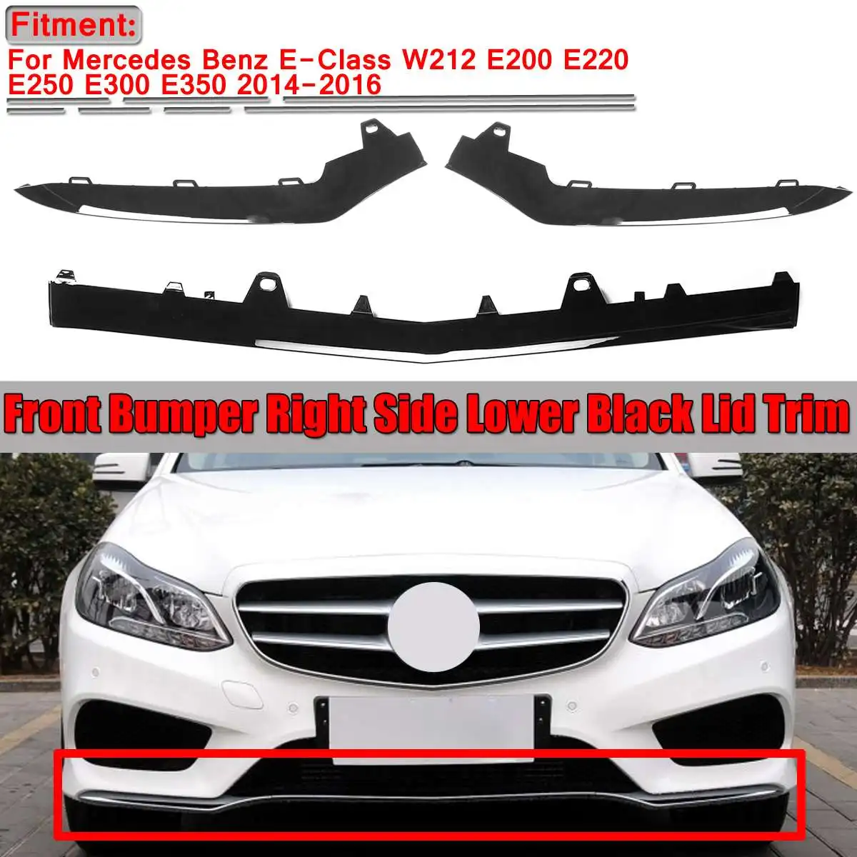 

Black Car Front Bumper Splitter Diffuser Lip Lower Lid Cover Trim For Benz E-Class W212 E200 E220 E250 E300 E350 2014 2015 2016