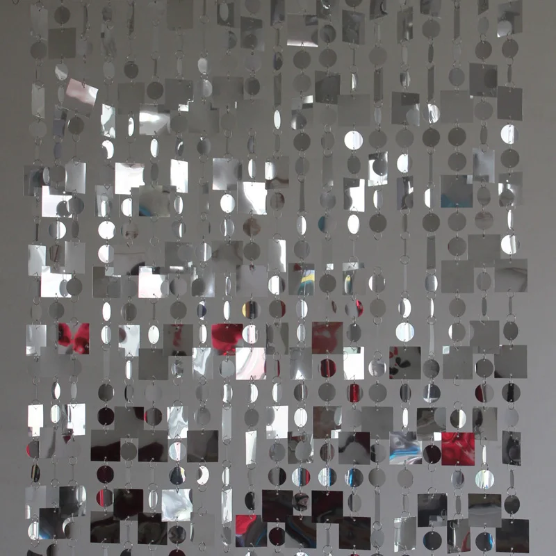 

20m Wedding party ornaments silver square reflective sequin curtain large-scale performance stage background decoration supplies