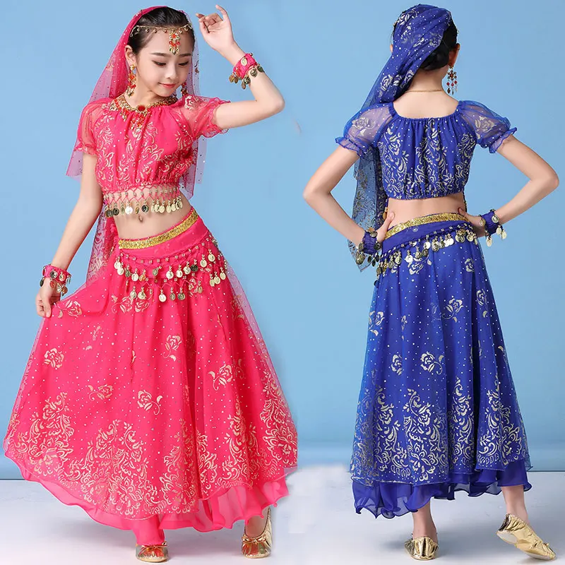 

Girl Belly Dance Dancer Clothes Bollywood Indian Dance Costumes for Kids Child Sexy Belly Dance Clothing Oriental Dance for Stag