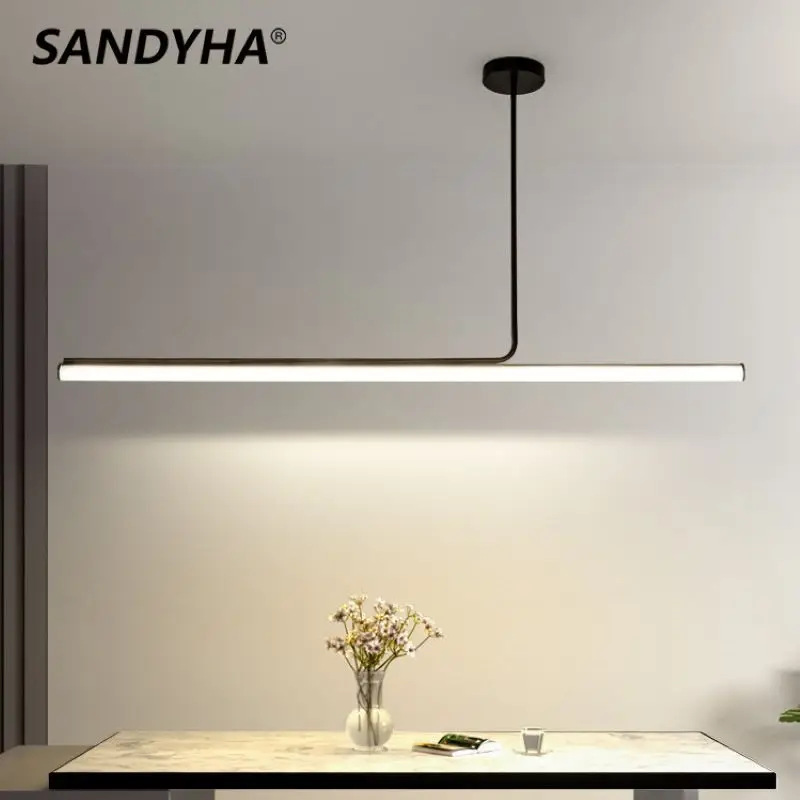 

SANDYHA Pendant Light Simple Word Strip Modern Chandelier Lamp for Bar Dining Room Luces Led Para Habitacion Lampara De Techo