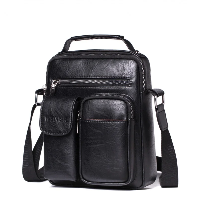 Casual Men Leather Shoulder Bag Vintage Crossbody Bags Vertical Tote Bag Man Handbag High Capacity Male Messenger Bags