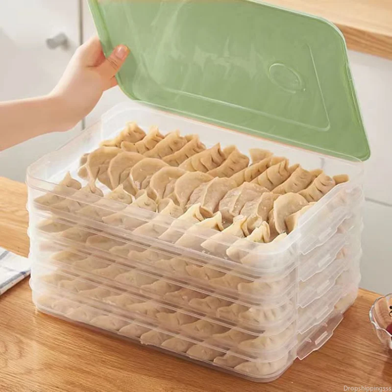 

Container Box Organizer Dumpling Plastic Refrigerator Organizer Storage Storage Kitchen Case Multi-layer Food Grains Box Home