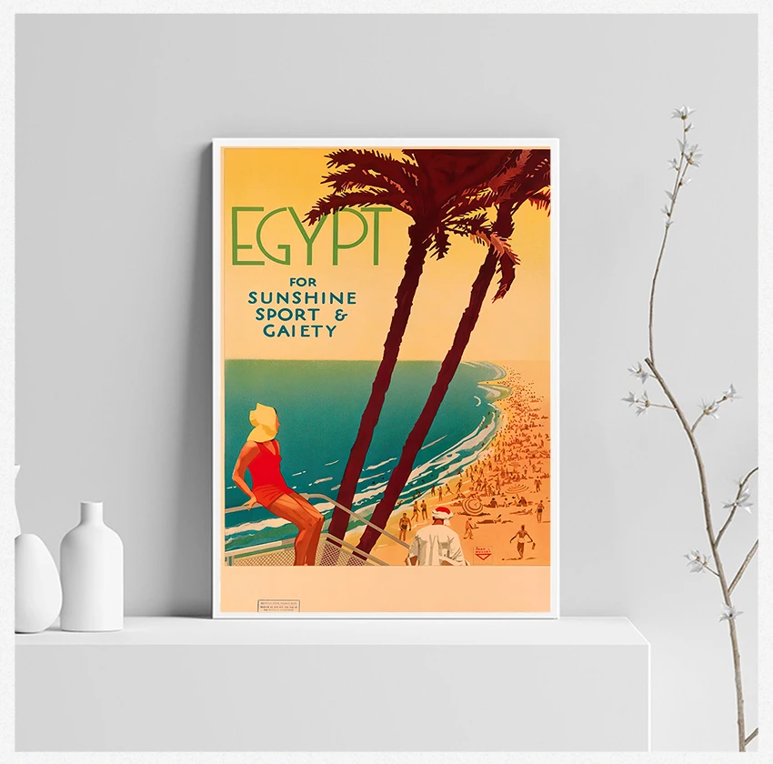 

Настенные постеры из крафт-бумаги, настенные наклейки с покрытием, украшение для дома, подарок, воздушный поезд, путешествия в Африку, Египет, холст, винтажная живопись