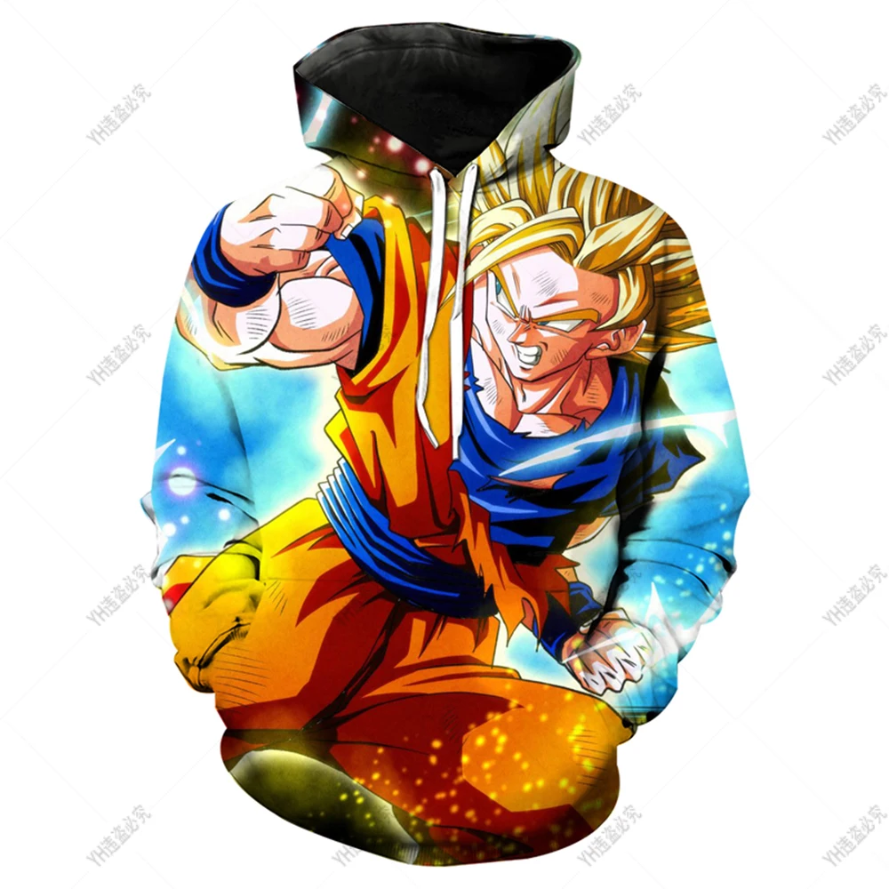 Animation Dragon Ball Z Print 3D Boys' Hoodie Autumn Street Top Long Sleeve Round Neck Loose Super Goku cosplay Hoodie images - 6