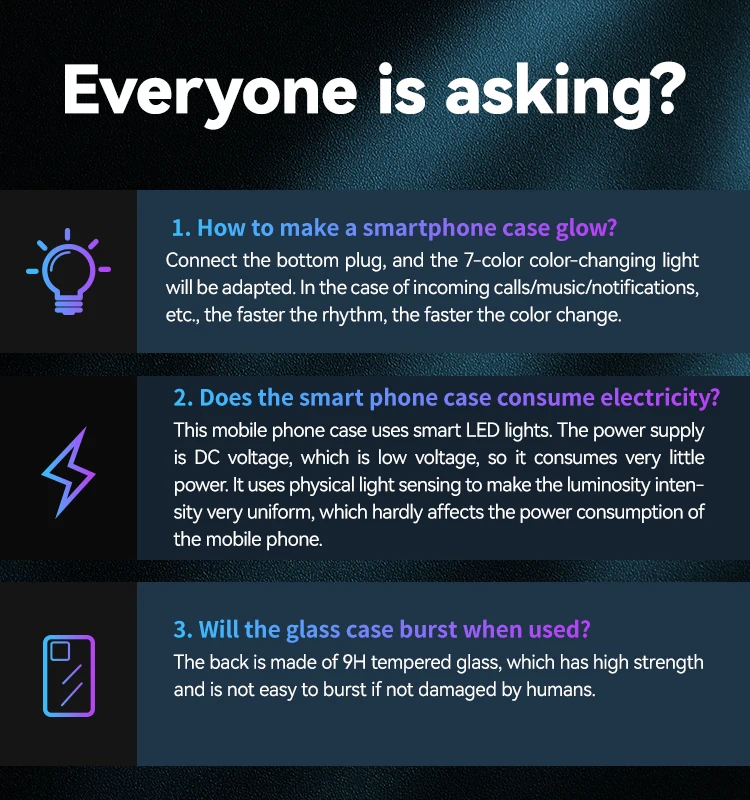 Интеллектуальный многоцветный светящийся защитный чехол для мобильного