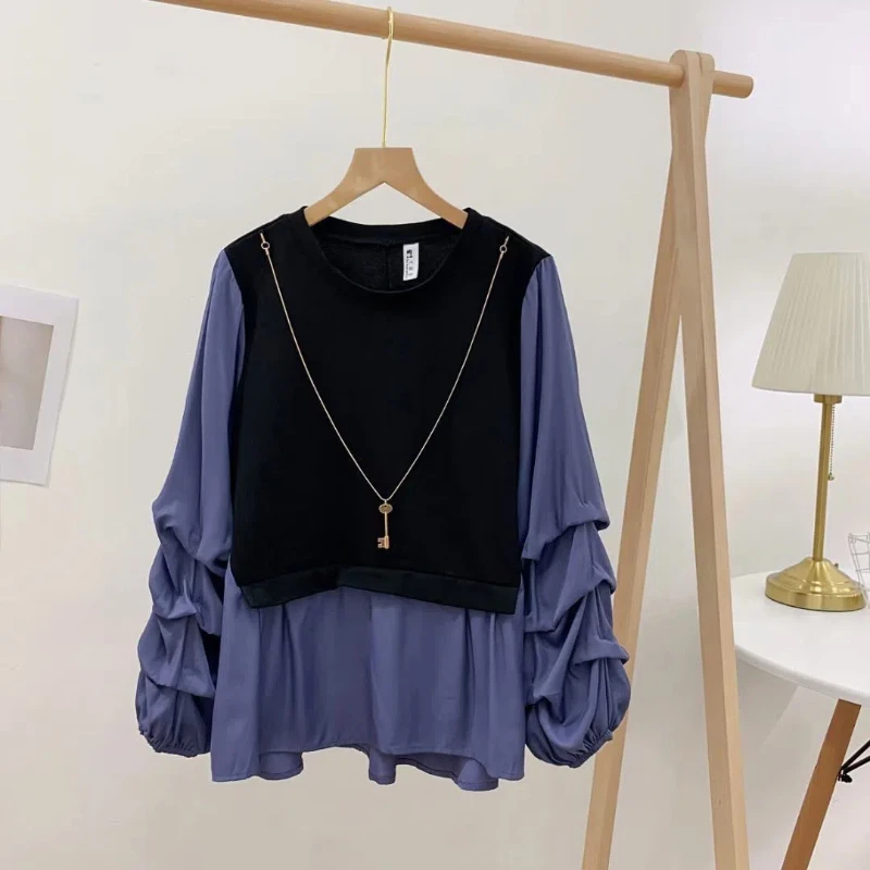 Рубашка-топ Женская демисезонная плиссированная из двух предметов свободная