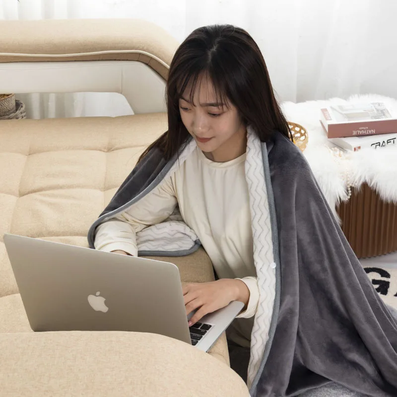 

Double Flanel Blanket Office Home Warm Adult Wearable Blanket Air Conditioning Solid Color Shawl Nap Cover Coraline Dormilocos