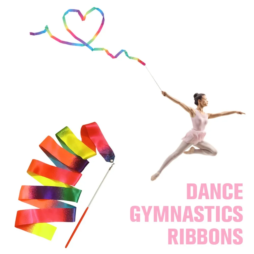 

Equipment With Handle Metal Eyelet Ribbons Children'S Toys Dance Ribbons Coloured Ribbon Gymnastics Twirling Ribbons