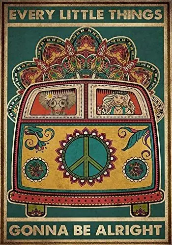 

Zmk) хиппи автобус все мелочи будет в порядке оловянный плакат искусство настенный Декор Ретро Металл Винтаж a для дома