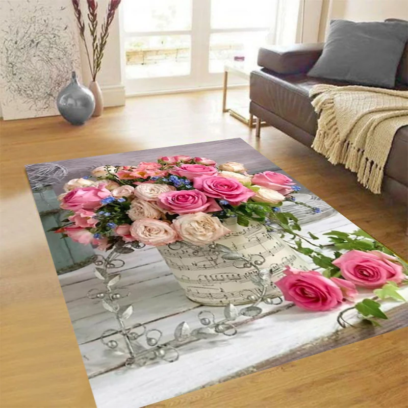 

Flower 3D Carpet for Bedroom Large Floor Mat Area Rugs Anti-Slip Bathroom Kitchen Hallway Living Room Home Decor Tapis Chambre