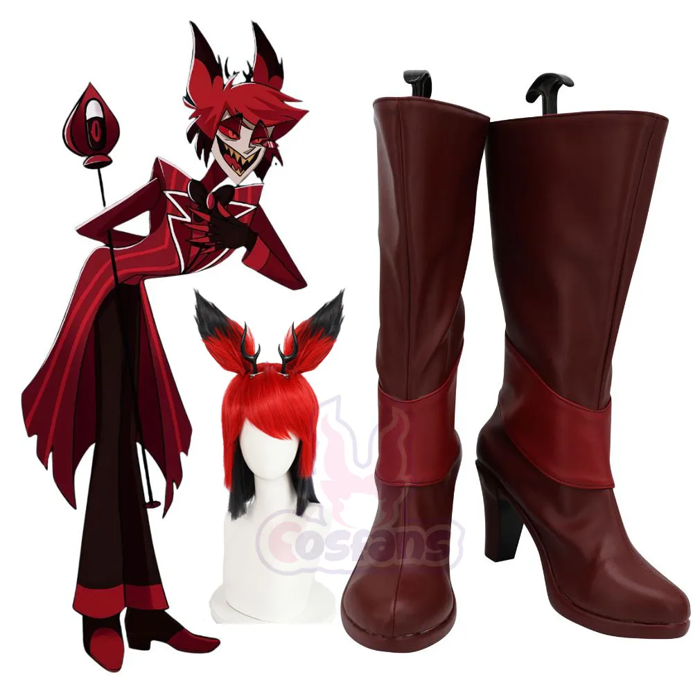 Обувь для косплея Alastor женщин и мужчин Fantasia Кожаные Ботинки на каблуке с