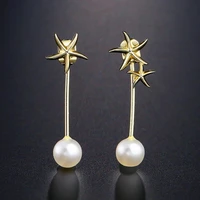 2022 new exquisite elegant gold color star pearl stud earrings for womens fashion jewelry wedding accessories party gift