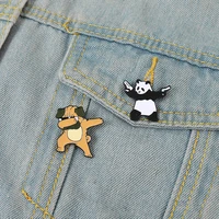 xedz creative panda dog metal lapel brooch jewelry accessories trend swag gun animal enamel pin backpack accessories for kids