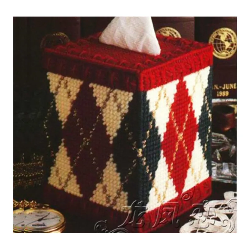 

12x12x14cm Prismatic carton storage tissue box embroidery kit DIY handmade craft set Crocheting knitting needlework supplies