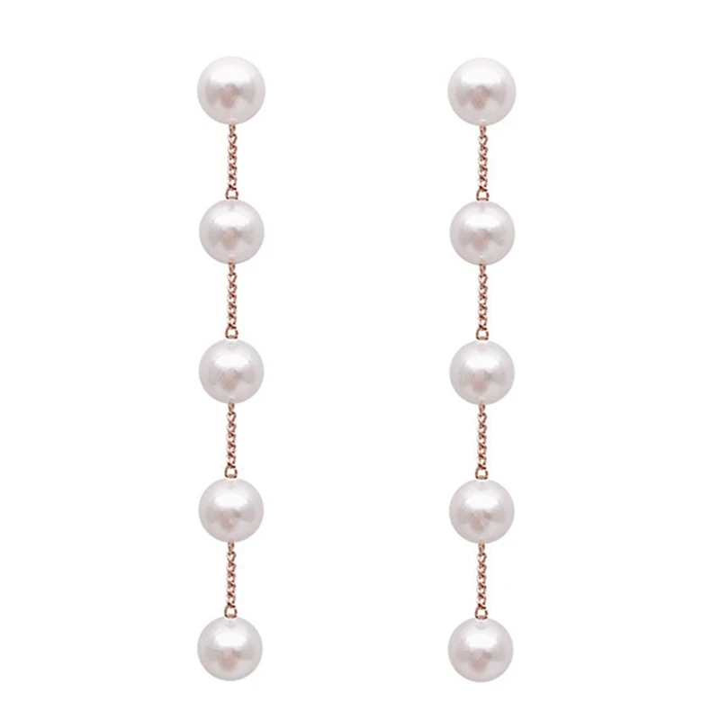 

Simple Fashion Female Pearl Pendant Long Section Tassel Drop Dangle Earrings For Women Wedding Jewelry Banquet Party Gift