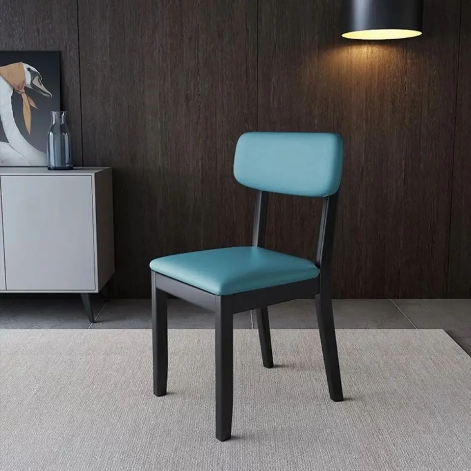 

Modern Minimalist Solid Wood Dining Chair Light Luxury Soft Bag Armchair Household Eating Coffee Shop Hotel Leisure Chair