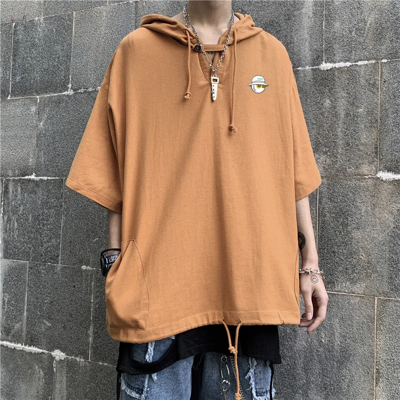 Cotton Men's Wear Golf Shirts Malbon Short-Sleeved Tooling Street Summer Solid Color Collar Casual Daily Style Loose