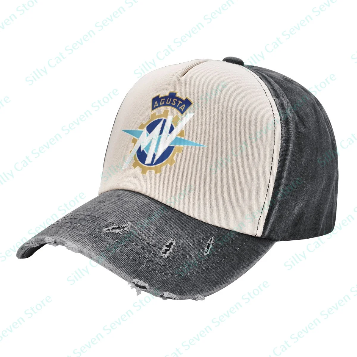 

Fashion MV Agustas cowboy Baseball Cap Men Women Vintage adjustable Mixed color stitching Baseball Cap Washed Dad Hat