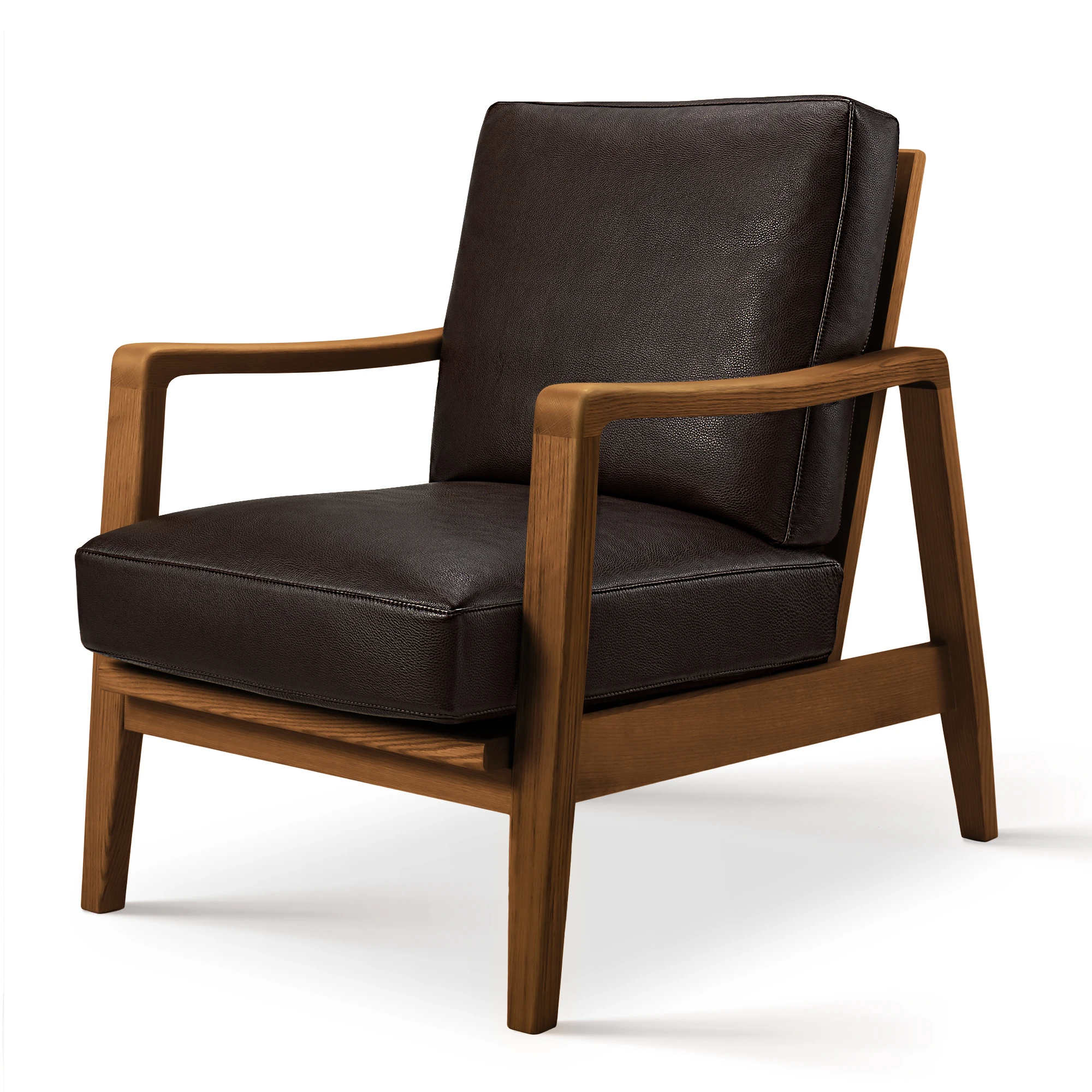 

Furgle 1960s Mid-Century Modern Danish Easy Chairs Teak/Walnut Wooden Lounge Chair Italy Genuine Leather Leisure Armchair
