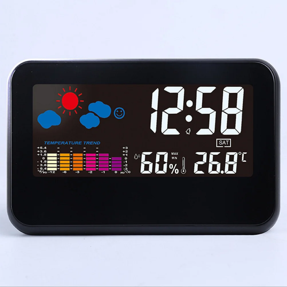 

Weather Forecast Digital Indoor Color Display Alarm Clock Battery Included (Black)