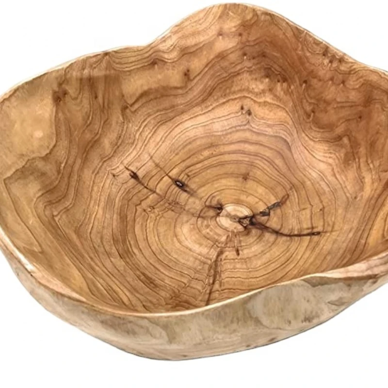 Creative Wood Bowl Root Carved Bowl Handmade Natural Real Wood Candy Serving Bowl (14