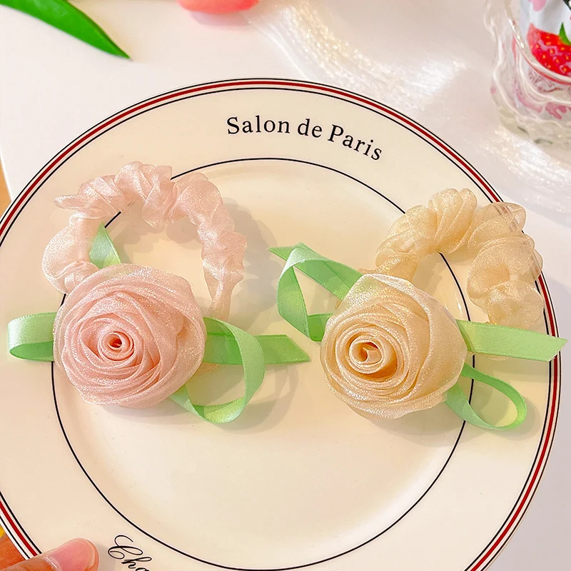 

New Children Cute Colors Lace Flower Elastic Hair Bands Girls Lovely Sweet Soft Scrunchies Rubber Bands Kids Hair Accessories