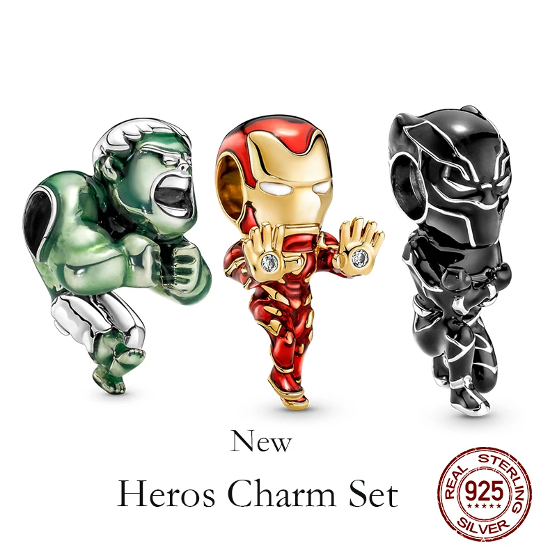 

Summer's New Hero Series 925 Sterling Silver Charm Original Beaded Fit Pandora Bracelet Five-Color Zircon Charms For Women Gift