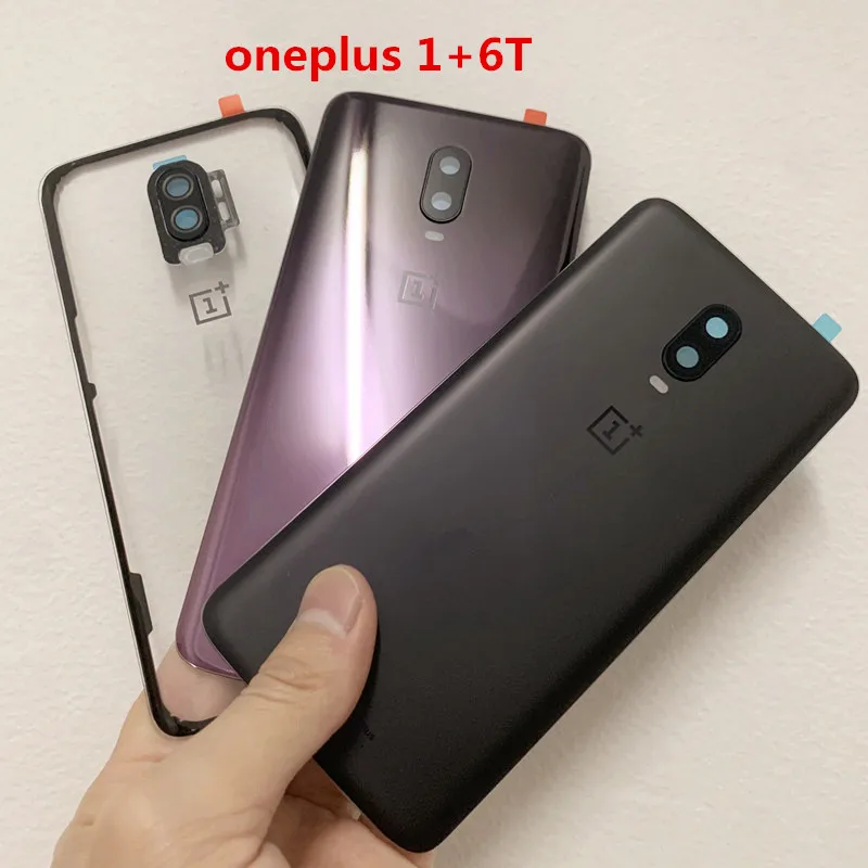 

for OnePlus 6T A6010 A6013 LTE 6.41"Compatible Housing Back Glass Rear Door Cover Replacement with Camera Glass Lens