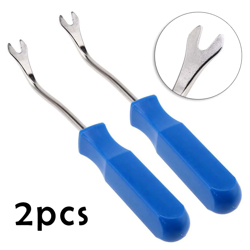 

2*Car Removal Tool Blue Car Door Trim Panel Fastener Nail Puller Removal Open Pry Tool Clip Plier 8.07inch Quickly Remove