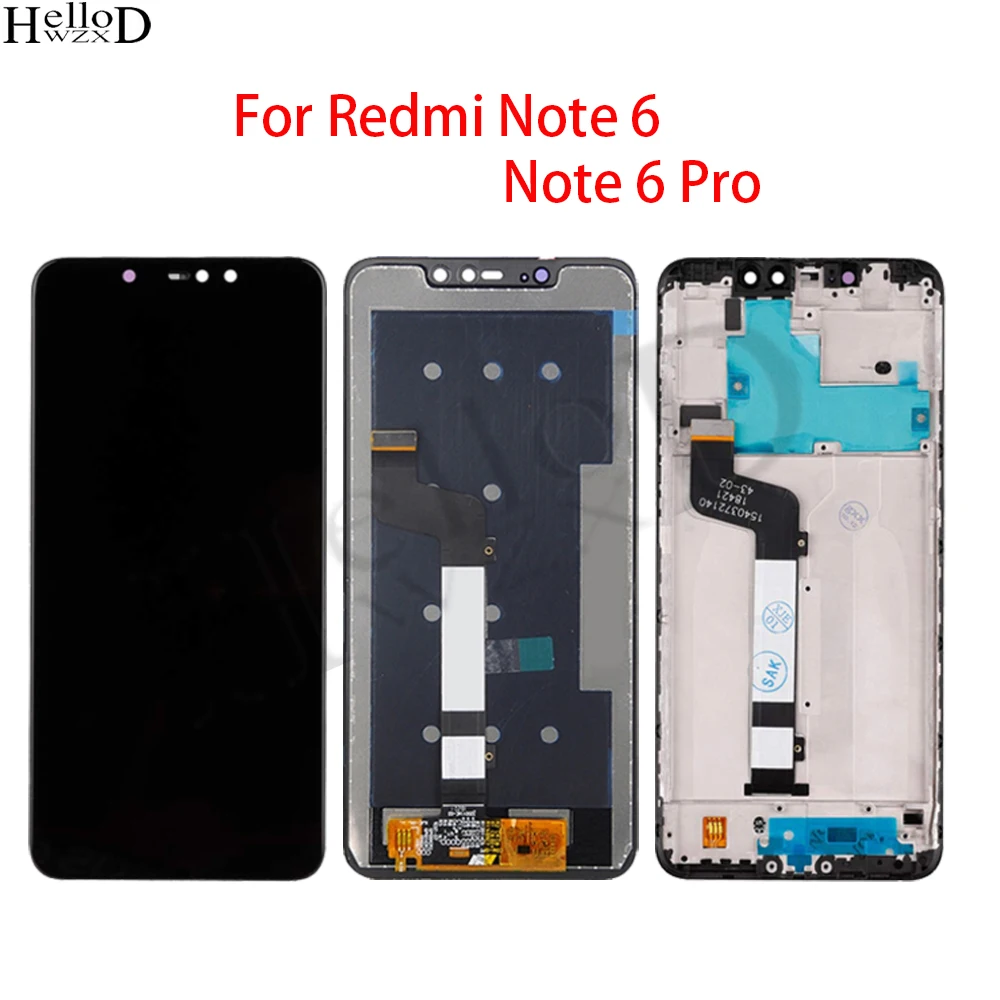

Мобильный ЖК-дисплей для Xiaomi Redmi Note 6 Pro, ЖК-экран, дигитайзер, сенсорная панель с рамкой, сменные инструменты