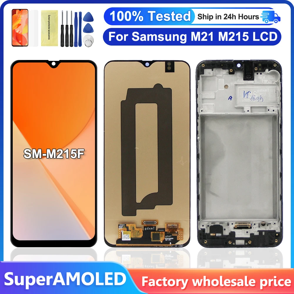 AMOLED M215F ЖК-дисплей для Samsung Galaxy M21 2020 M215F/DS дисплей с рамкой для Samsung M21 SM-M215 ЖК сенсорный экран в сборе