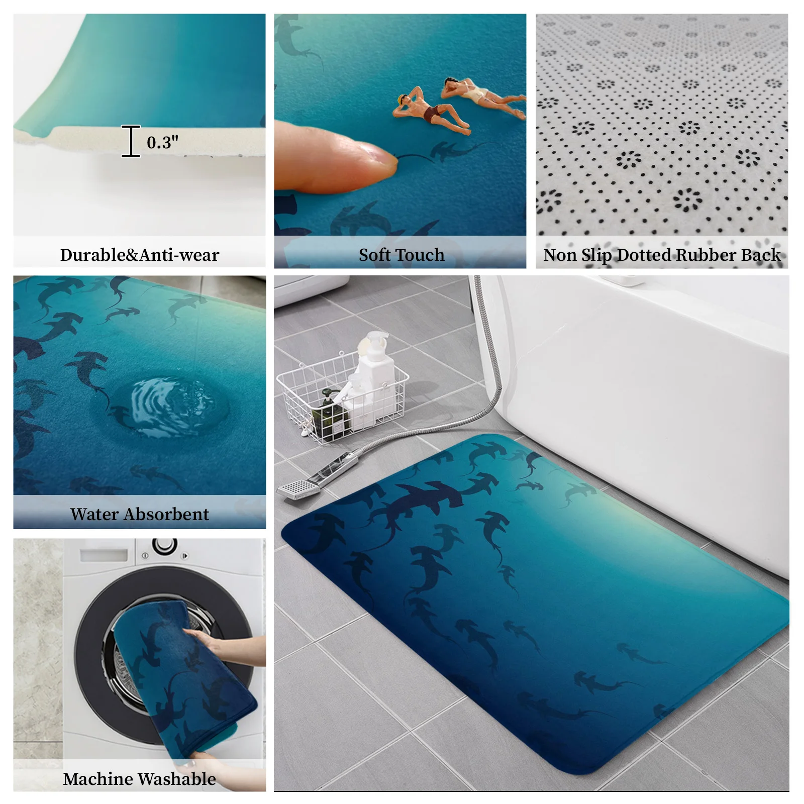 Глубоководный морской Акула Морская жизнь домашний дверной коврик Украшение