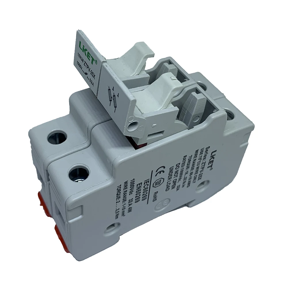 

2P Solar PV Fuse 1000V DC Fuse 10x38mm PV With LED Fuse Holder Solar System Fuse Holder 32A IEC 60269.6 Electrical Equipment