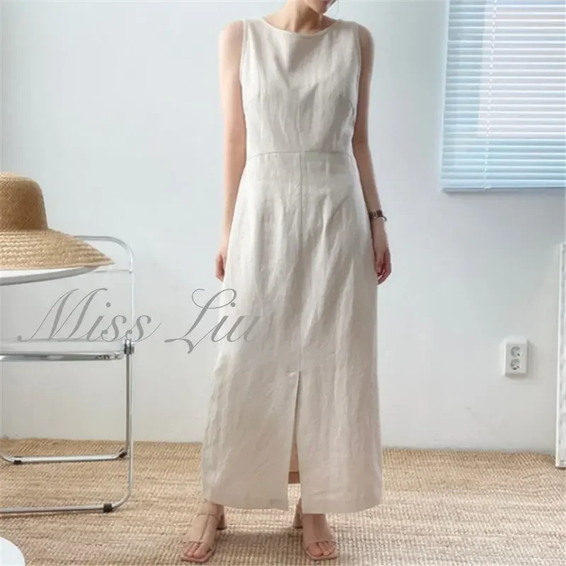 

New 2023 Fashion Party Dress Elegant Dress Summer Solid Color Cotton and Linen Wardrobe Elegant Pretty Dresses for Women